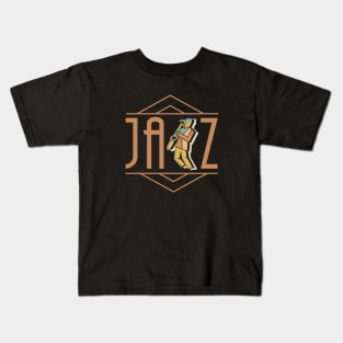 Jazz Vintage Retro with Saxophone Player Kids T-Shirt